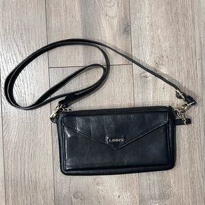 Lodis Dark Leather Crossbody Bag